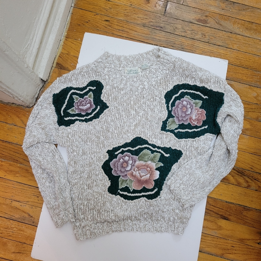 Vintage Cottagecore Floral Sweater EUC‎ Country Romance Prairie